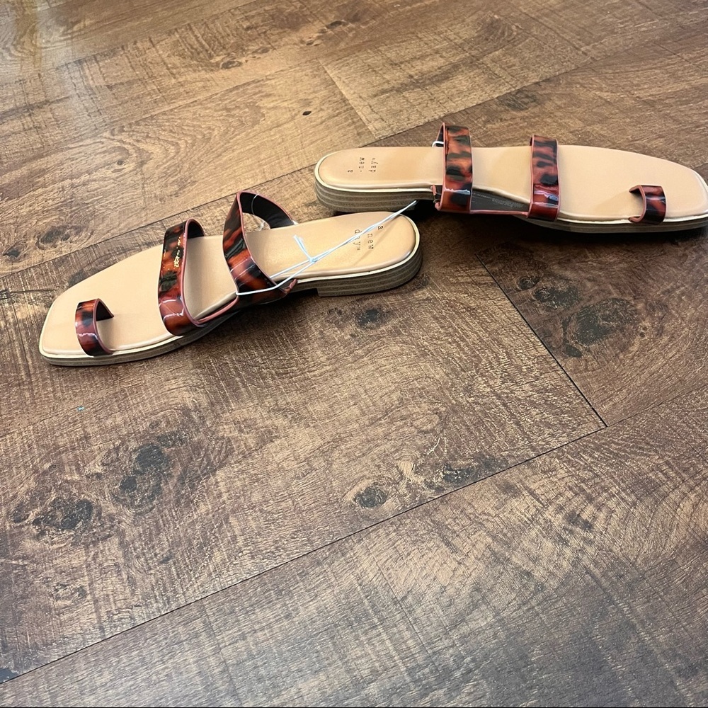 NWT Womens sandals Sz 8 a new day slip on brown black shoes non slip sole - Picture 4 of 7